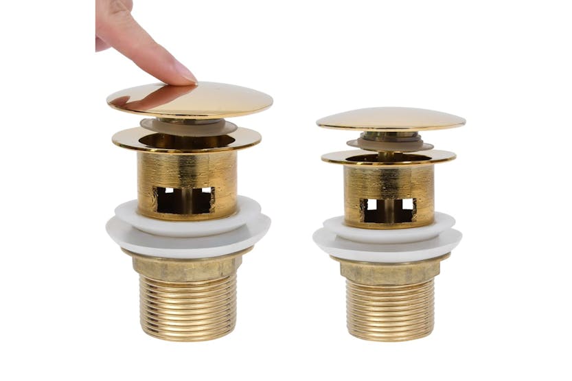 vidaXL 149057 Push Drain With Overflow Function Gold 6.4x6.4x9.1cm vidaXL 149057 Push Drain With Overflow Function Gold 6.4x6.4x9.1cm