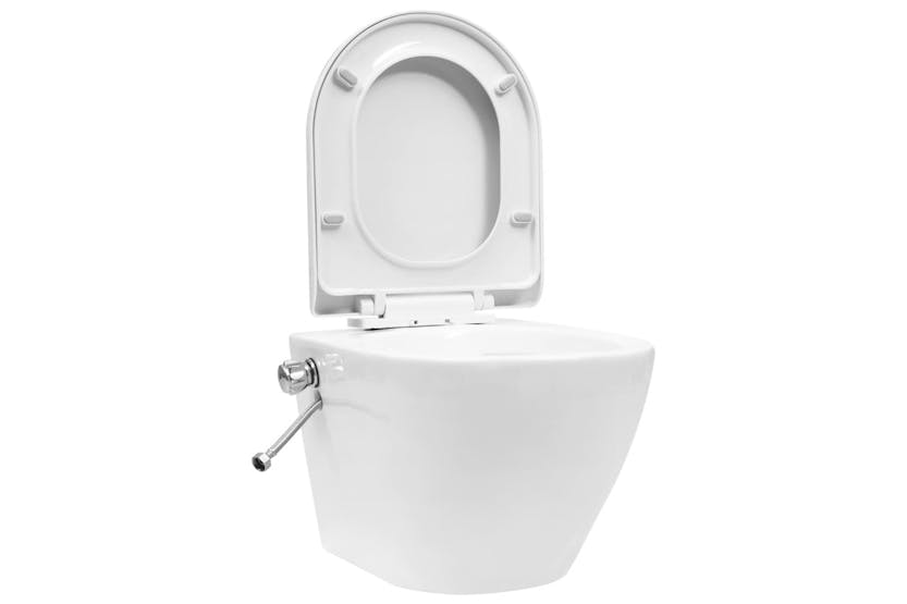 vidaXL 145781 Wall Hung Rimless Toilet With Bidet Function Ceramic White vidaXL 145781 Wall Hung Rimless Toilet With Bidet Function Ceramic White