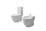 vidaXL 270059 Stand Toilet & Bidet Set White Ceramic vidaXL 270059 Stand Toilet & Bidet Set White Ceramic