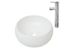 vidaXL 275495 Bathroom Basin With Mixer Tap Ceramic Round White vidaXL 275495 Bathroom Basin With Mixer Tap Ceramic Round White
