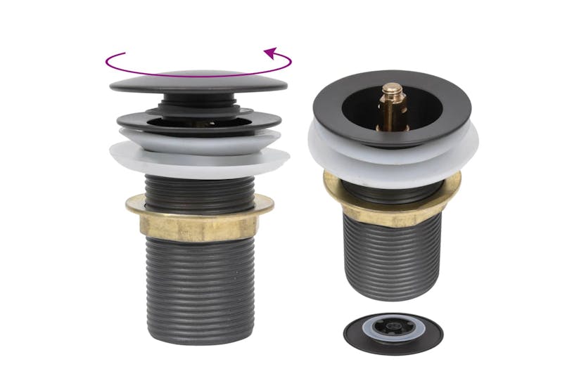 vidaXL 149063 Push Drain Without Overflow Function Grey 6.4x6.4x9.1cm vidaXL 149063 Push Drain Without Overflow Function Grey 6.4x6.4x9.1cm