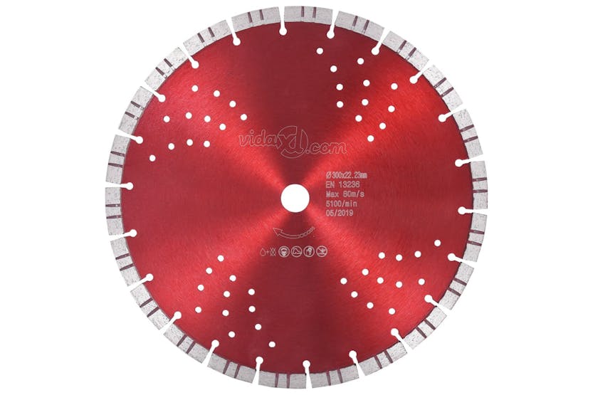 vidaXL 143232 Diamond Cutting Disc With Turbo And Holes Steel 300mm vidaXL 143232 Diamond Cutting Disc With Turbo And Holes Steel 300mm