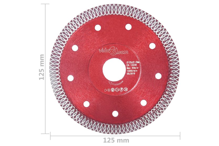 vidaXL 143246 Diamond Cutting Disc With Holes Steel 125mm vidaXL 143246 Diamond Cutting Disc With Holes Steel 125mm