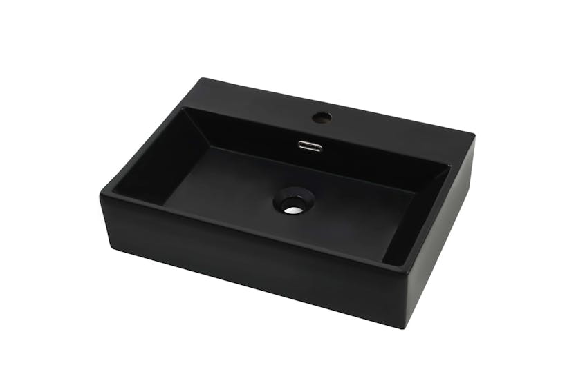 vidaXL 142742 Basin With Faucet Hole Ceramic Black 60.5x42.5x14.5cm vidaXL 142742 Basin With Faucet Hole Ceramic Black 60.5x42.5x14.5cm
