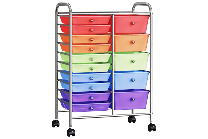 vidaXL 320410 Xxl 15-drawer Mobile Storage Trolley Multicolour Plastic vidaXL 320410 Xxl 15-drawer Mobile Storage Trolley Multicolour Plastic