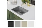 Vidaxl Kitchen Sink With Overflow Hole Double Basins Grey Granite Vidaxl Kitchen Sink With Overflow Hole Double Basins Grey Granite