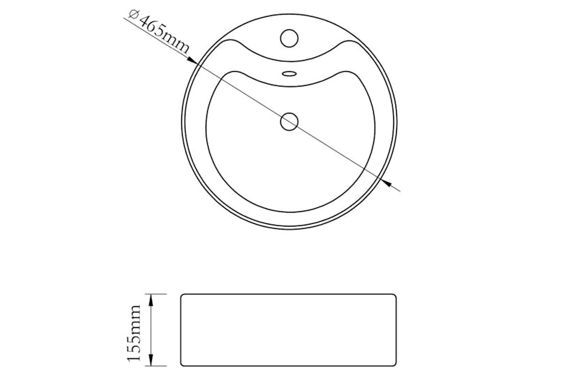 vidaXL 141938 Ceramic Bathroom Sink Basin Faucet/overflow Hole White Round vidaXL 141938 Ceramic Bathroom Sink Basin Faucet/overflow Hole White Round