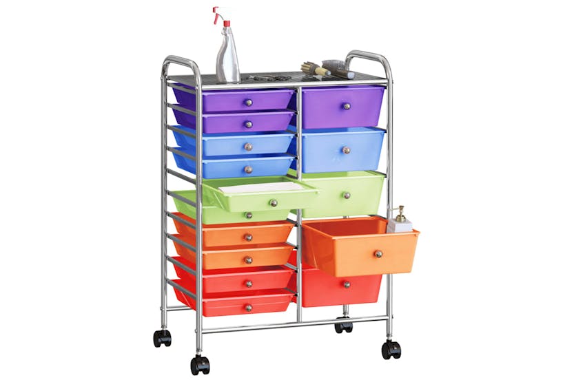 vidaXL 320410 Xxl 15-drawer Mobile Storage Trolley Multicolour Plastic vidaXL 320410 Xxl 15-drawer Mobile Storage Trolley Multicolour Plastic