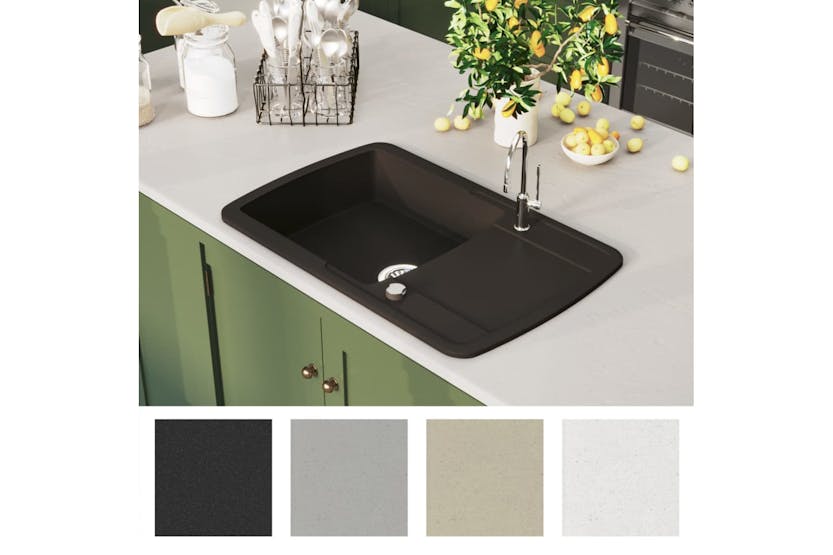 Vidaxl Granite Kitchen Sink Single Basin Black Vidaxl Granite Kitchen Sink Single Basin Black