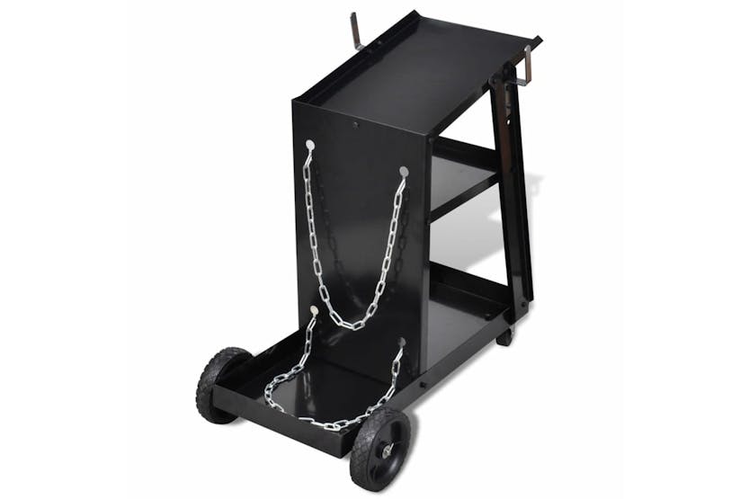 vidaXL 140950 Welding Cart Black Trolley With 3 Shelves Workshop Organiser vidaXL 140950 Welding Cart Black Trolley With 3 Shelves Workshop Organiser