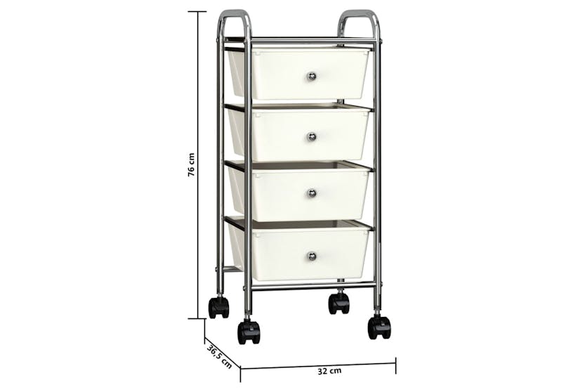 vidaXL 320399 4-drawer Mobile Storage Trolley White Plastic vidaXL 320399 4-drawer Mobile Storage Trolley White Plastic