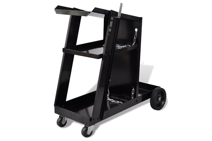 vidaXL 140950 Welding Cart Black Trolley With 3 Shelves Workshop Organiser vidaXL 140950 Welding Cart Black Trolley With 3 Shelves Workshop Organiser