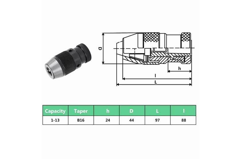 vidaXL 146695 Quick Release Drill Chuck Mt2-b16 With 13mm Clamping Range vidaXL 146695 Quick Release Drill Chuck Mt2-b16 With 13mm Clamping Range