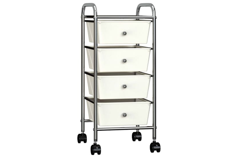 vidaXL 320399 4-drawer Mobile Storage Trolley White Plastic vidaXL 320399 4-drawer Mobile Storage Trolley White Plastic