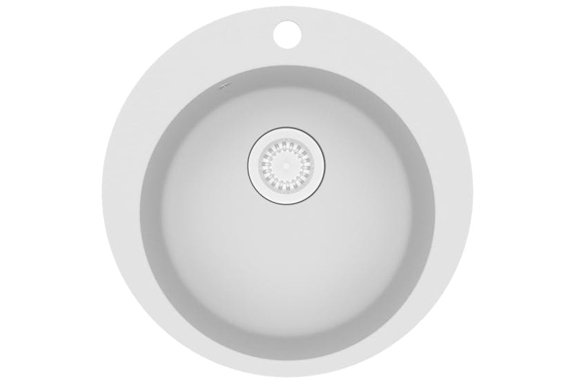 Vidaxl Granite Kitchen Sink Single Basin Round White Vidaxl Granite Kitchen Sink Single Basin Round White