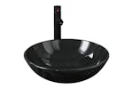 Vidaxl 3098450 Bathroom Sink With Tap And Push Drain Black Tempered Glass Vidaxl 3098450 Bathroom Sink With Tap And Push Drain Black Tempered Glass