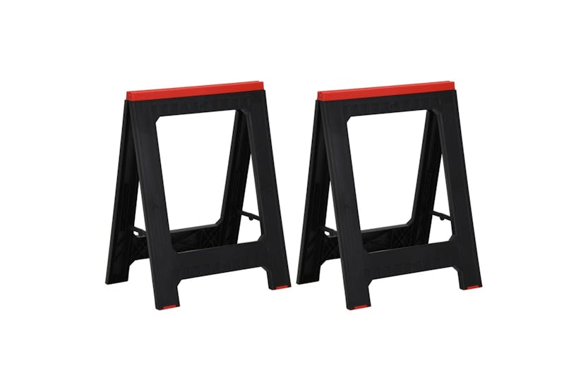 vidaXL 152104 Foldable Work Trestles 2 Pcs Black And Red Polypropylene 350 Kg vidaXL 152104 Foldable Work Trestles 2 Pcs Black And Red Polypropylene 350 Kg