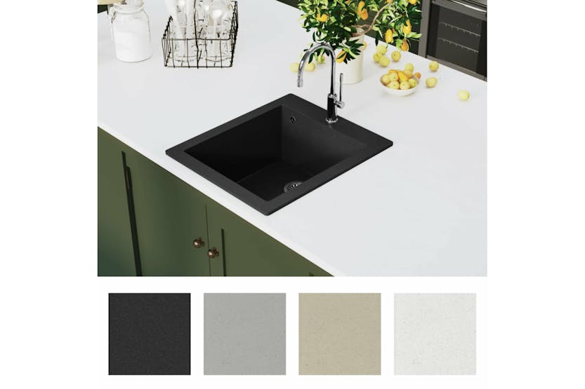 Vidaxl Overmount Kitchen Sink Single Basin Granite Black Vidaxl Overmount Kitchen Sink Single Basin Granite Black