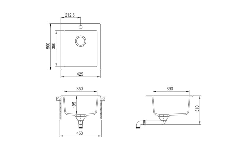 Vidaxl Overmount Kitchen Sink Single Basin Granite Black Vidaxl Overmount Kitchen Sink Single Basin Granite Black