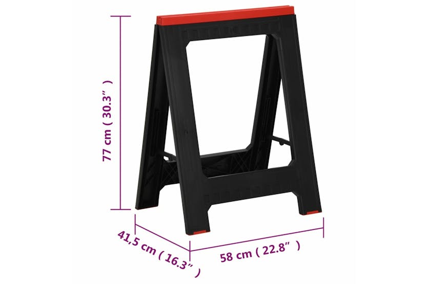 vidaXL 152104 Foldable Work Trestles 2 Pcs Black And Red Polypropylene 350 Kg vidaXL 152104 Foldable Work Trestles 2 Pcs Black And Red Polypropylene 350 Kg