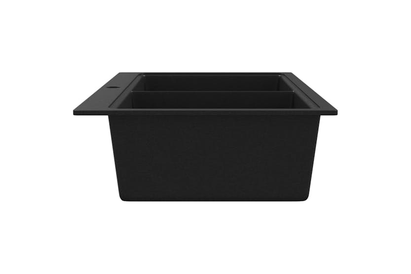 Vidaxl Overmount Kitchen Sink Double Basin Granite Black Vidaxl Overmount Kitchen Sink Double Basin Granite Black