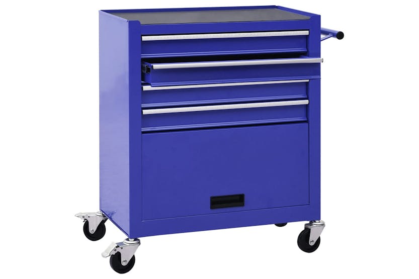 vidaXL 147188 Tool Trolley With 4 Drawers Steel Blue vidaXL 147188 Tool Trolley With 4 Drawers Steel Blue