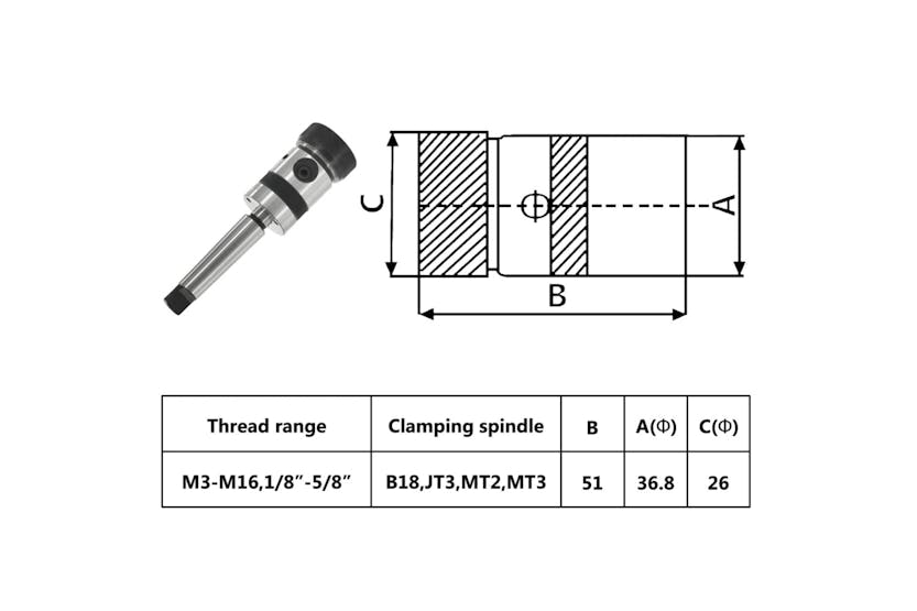 vidaXL 146686 Tapping Chuck B18 With Mt3 Shank For Internal Thread M3-m16 vidaXL 146686 Tapping Chuck B18 With Mt3 Shank For Internal Thread M3-m16