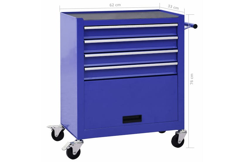 vidaXL 147188 Tool Trolley With 4 Drawers Steel Blue vidaXL 147188 Tool Trolley With 4 Drawers Steel Blue