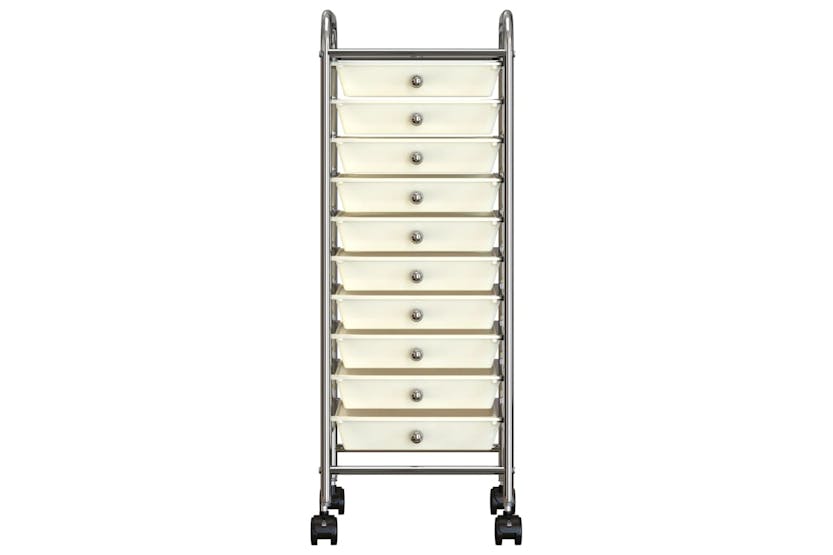 vidaXL 320403 10-drawer Mobile Storage Trolley White Plastic vidaXL 320403 10-drawer Mobile Storage Trolley White Plastic
