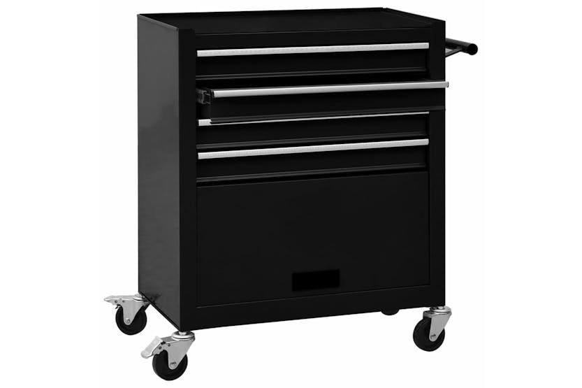vidaXL 147189 Tool Trolley With 4 Drawers Steel Black vidaXL 147189 Tool Trolley With 4 Drawers Steel Black
