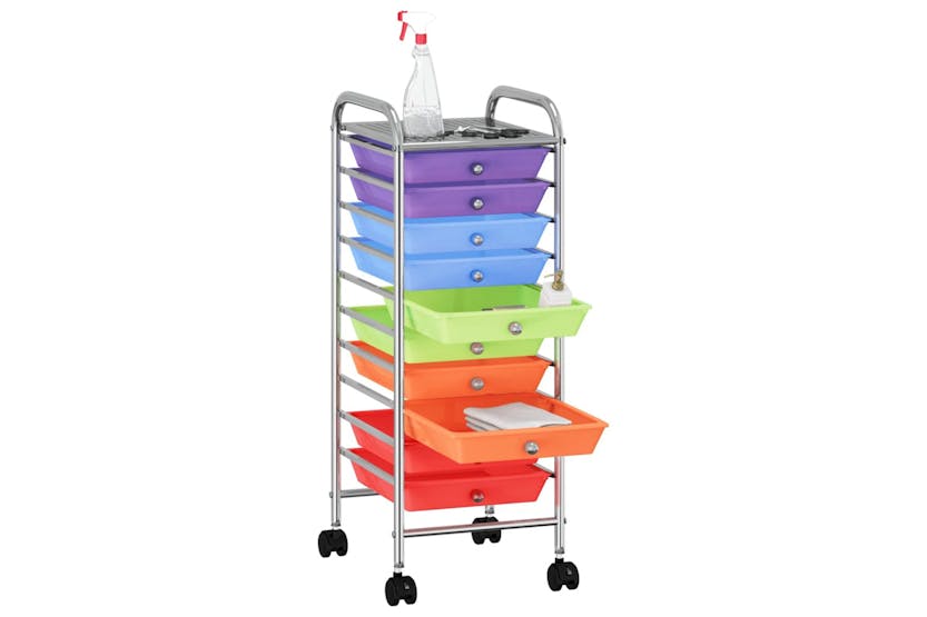 vidaXL 320406 10-drawer Mobile Storage Trolley Multicolour Plastic vidaXL 320406 10-drawer Mobile Storage Trolley Multicolour Plastic