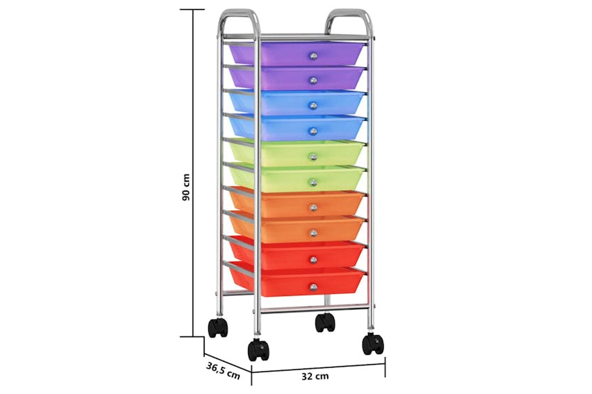 vidaXL 320406 10-drawer Mobile Storage Trolley Multicolour Plastic vidaXL 320406 10-drawer Mobile Storage Trolley Multicolour Plastic