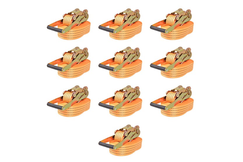 vidaXL 142663 Ratchet Tie Down Straps 10 Pcs 2 Tonnes 8mx50mm Orange vidaXL 142663 Ratchet Tie Down Straps 10 Pcs 2 Tonnes 8mx50mm Orange