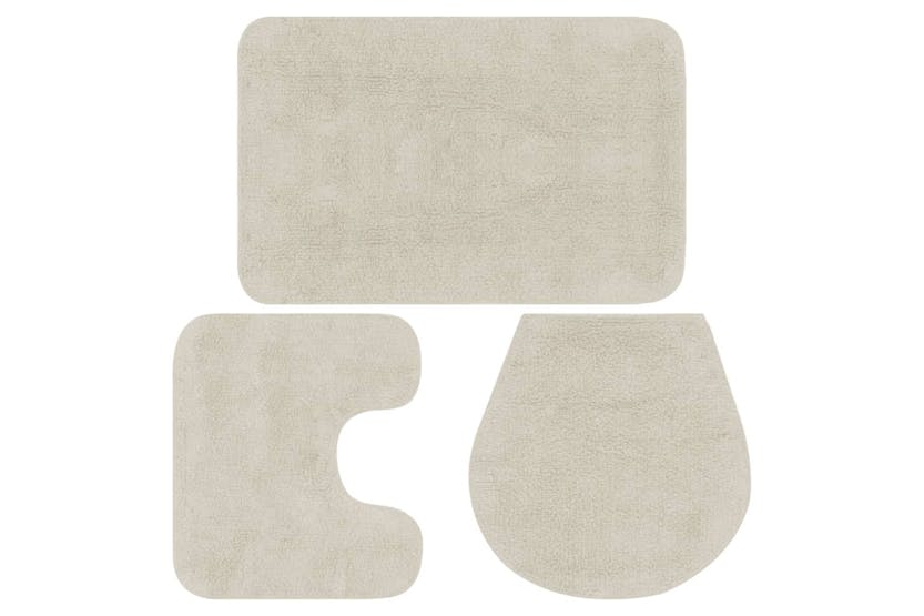 vidaXL 133224 Bathroom Mat Set 3 Pieces Fabric White vidaXL 133224 Bathroom Mat Set 3 Pieces Fabric White