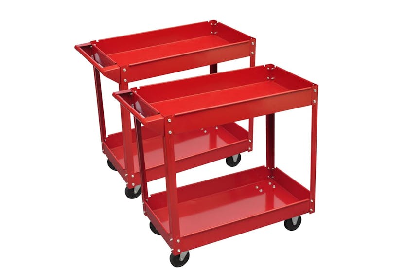 vidaXL 140155 2 X Workshop Tool Trolley 100 Kg 2 Shelves vidaXL 140155 2 X Workshop Tool Trolley 100 Kg 2 Shelves