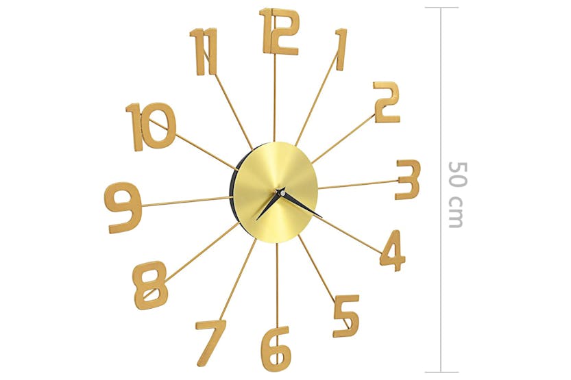 vidaXL 283858 Wall Clock Metal 50cm Golden vidaXL 283858 Wall Clock Metal 50cm Golden