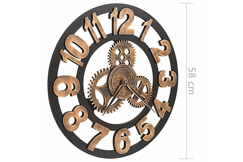 vidaXL 283861 Wall Clock Metal 58cm Golden And Black vidaXL 283861 Wall Clock Metal 58cm Golden And Black