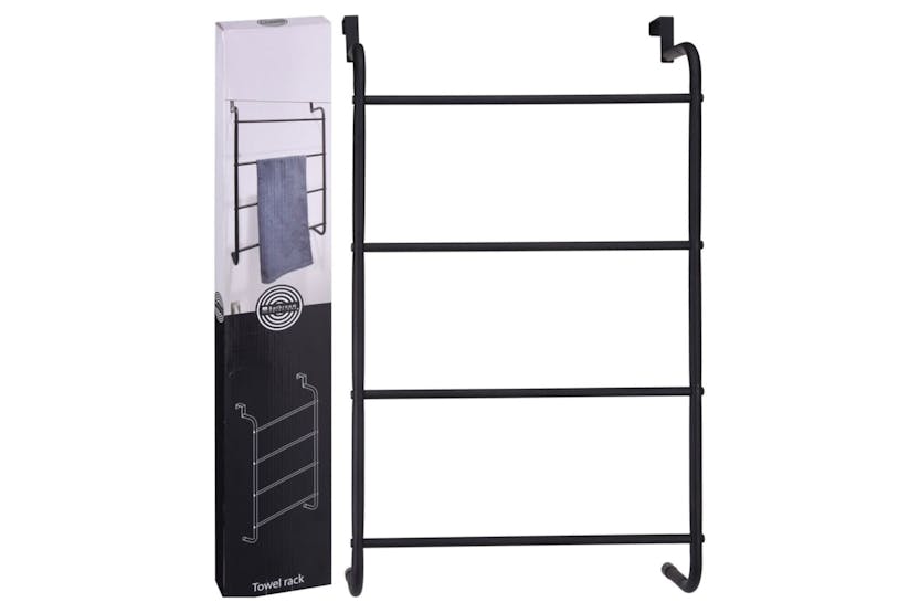 Bathroom Solutions 442473 Hanging Door Towel Rack Metal Black Bathroom Solutions 442473 Hanging Door Towel Rack Metal Black