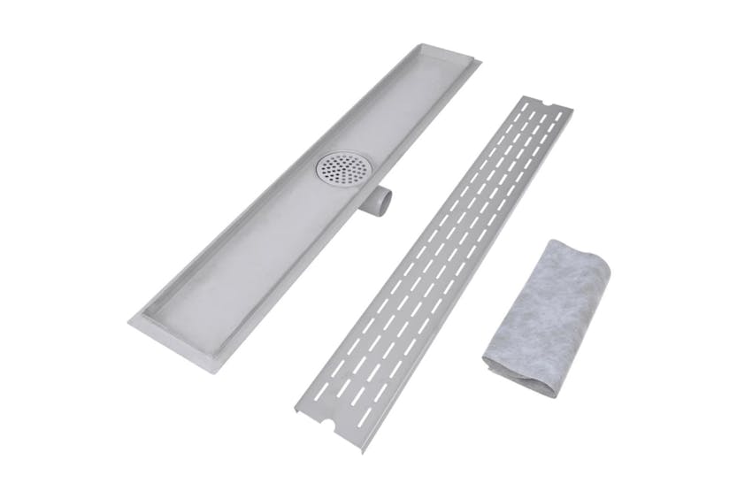 vidaXL 275956 Linear Shower Drain 2 Pcs Line 830x140mm Stainless Steel vidaXL 275956 Linear Shower Drain 2 Pcs Line 830x140mm Stainless Steel