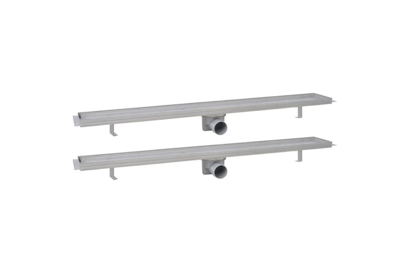vidaXL 275951 Linear Shower Drain 2 Pcs 930x140mm Stainless Steel vidaXL 275951 Linear Shower Drain 2 Pcs 930x140mm Stainless Steel