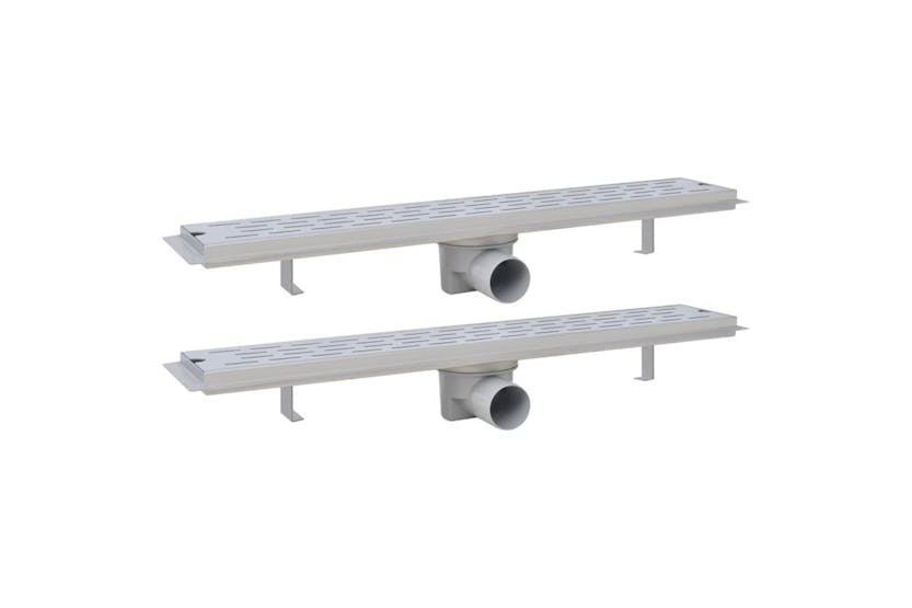 vidaXL 275954 Linear Shower Drain 2 Pcs Line 630x140mm Stainless Steel vidaXL 275954 Linear Shower Drain 2 Pcs Line 630x140mm Stainless Steel