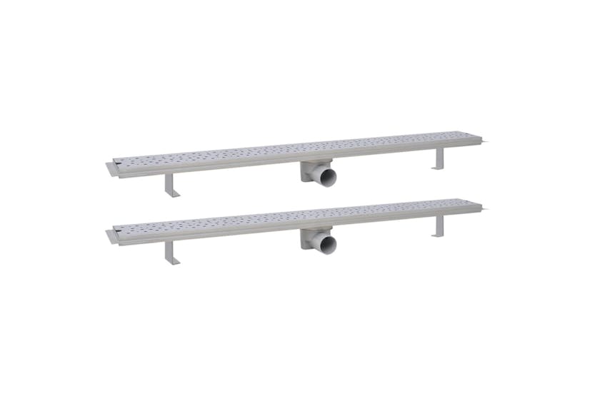 vidaXL 275970 Linear Shower Drain 2 Pcs Bubble 1030x140mm Stainless Steel vidaXL 275970 Linear Shower Drain 2 Pcs Bubble 1030x140mm Stainless Steel