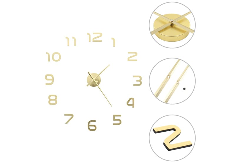 vidaXL 50640 3d Wall Clock Modern Design 100cm Xxl Gold vidaXL 50640 3d Wall Clock Modern Design 100cm Xxl Gold