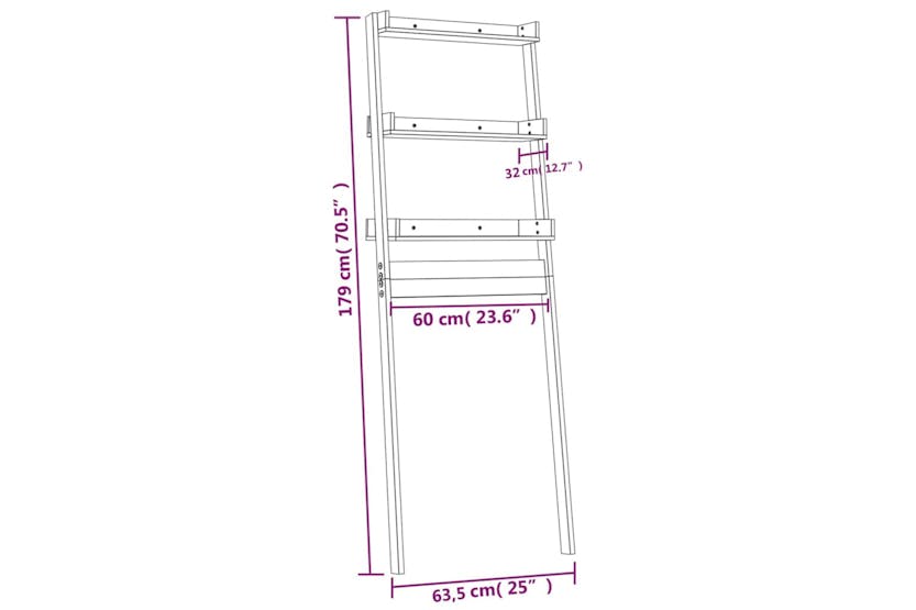 vidaXL 824654 Toilet Rack White 63.5x32x179cm Solid Wood Pine vidaXL 824654 Toilet Rack White 63.5x32x179cm Solid Wood Pine