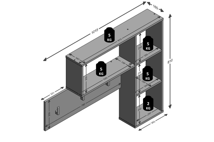Fmd 433870 Wall-mounted Coat Rack 4 Open Compartments Anthracite And Oak Fmd 433870 Wall-mounted Coat Rack 4 Open Compartments Anthracite And Oak
