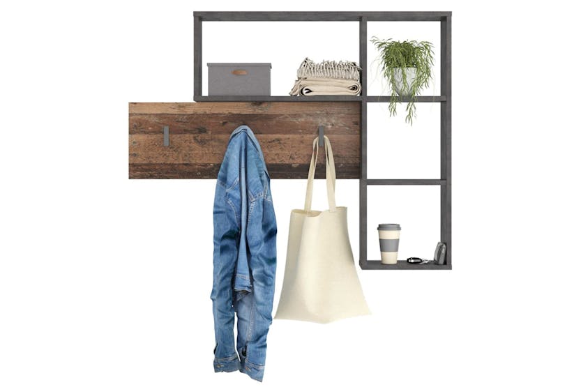 Fmd 433869 Wall-mounted Coat Rack 4 Open Compartments Anthracite And Dark Brown Fmd 433869 Wall-mounted Coat Rack 4 Open Compartments Anthracite And Dark Brown