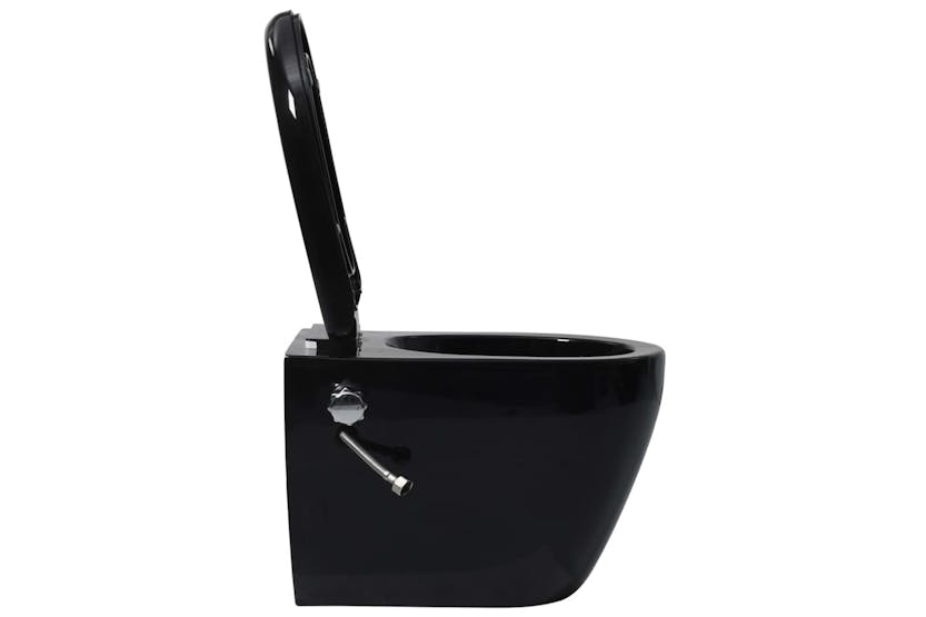 vidaXL 145782 Wall Hung Rimless Toilet With Bidet Function Ceramic Black vidaXL 145782 Wall Hung Rimless Toilet With Bidet Function Ceramic Black
