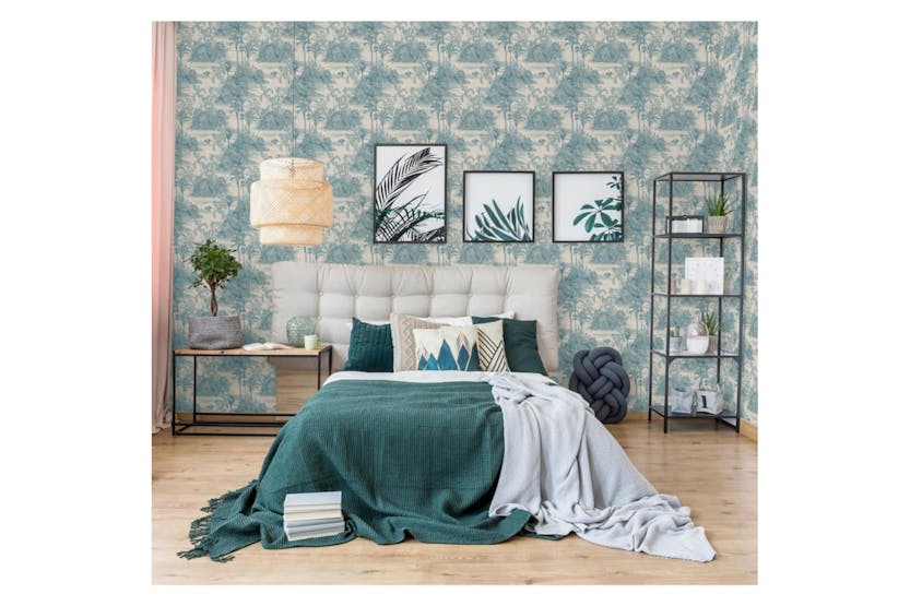 Dutch Wallcoverings 442566 Wallpaper Tropical Beige And Light Blue Dutch Wallcoverings 442566 Wallpaper Tropical Beige And Light Blue