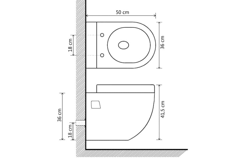 vidaXL 143022 Wall-hung Toilet Ceramic White vidaXL 143022 Wall-hung Toilet Ceramic White