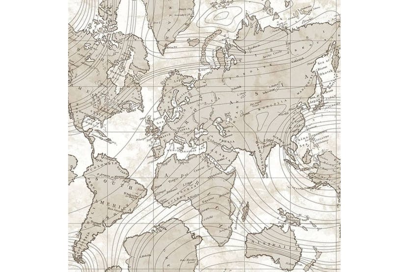 Noordwand 444864 Wallpaper Friends & Coffee The World Map Metallic And Beige Noordwand 444864 Wallpaper Friends & Coffee The World Map Metallic And Beige